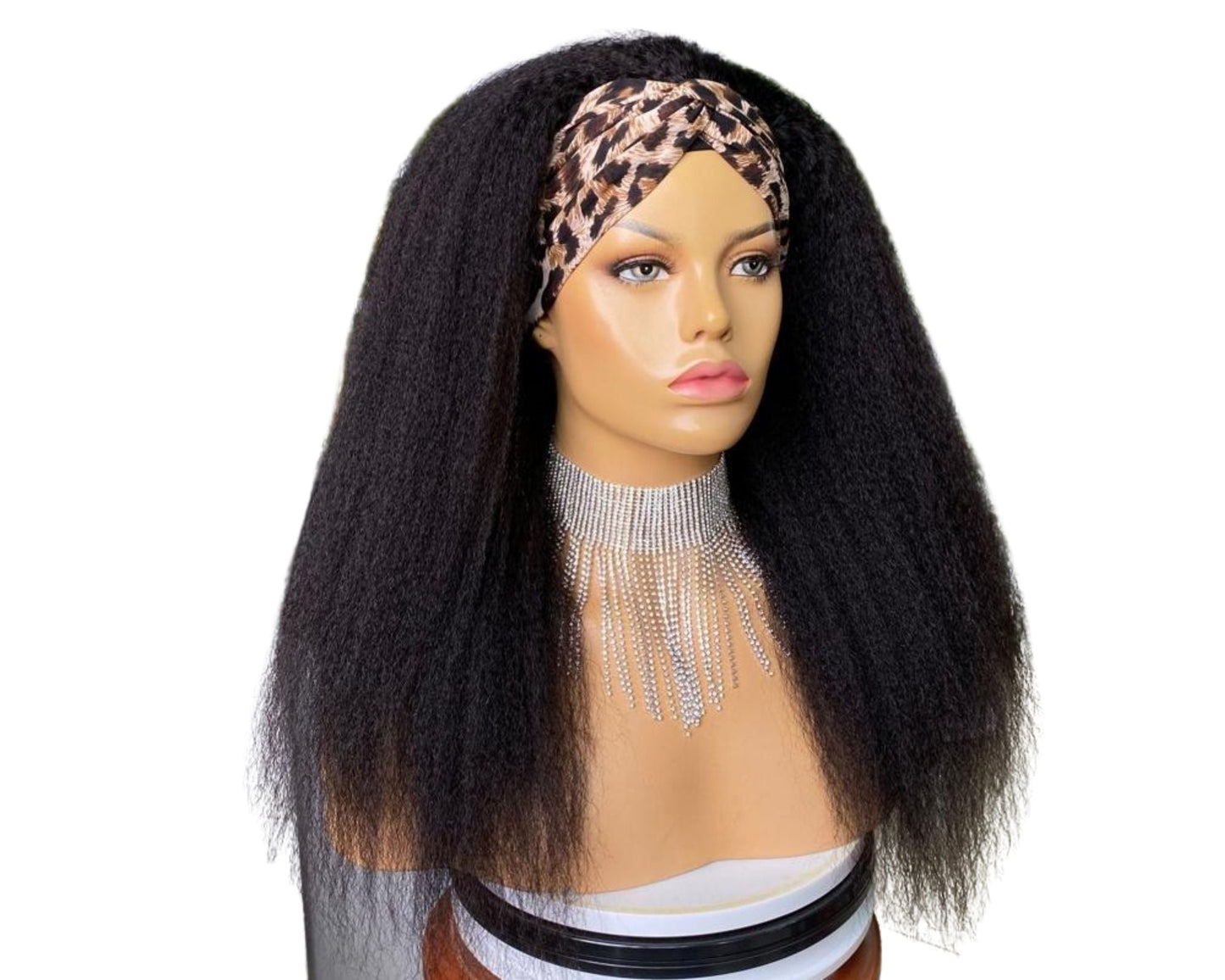 Headband Wig Kinky Straight Human Hair Scarf Wig No GLUE Easy Wear Cerise Alfie