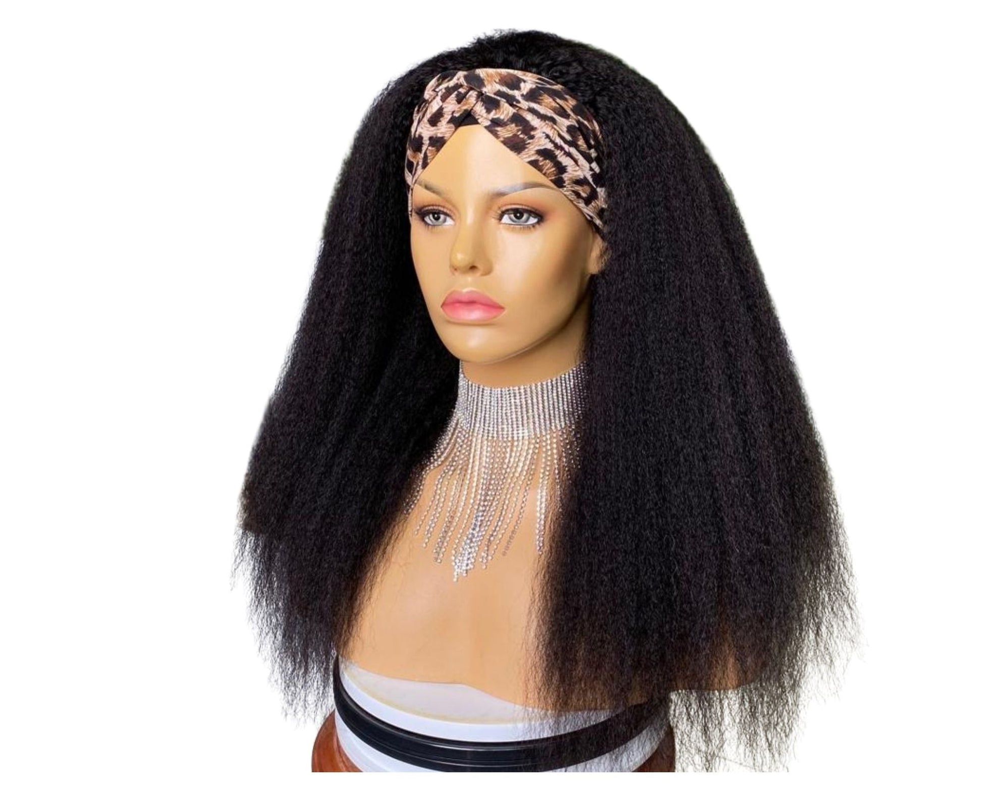 Headband Wig Kinky Straight Human Hair Scarf Wig No GLUE Easy Wear Cerise Alfie