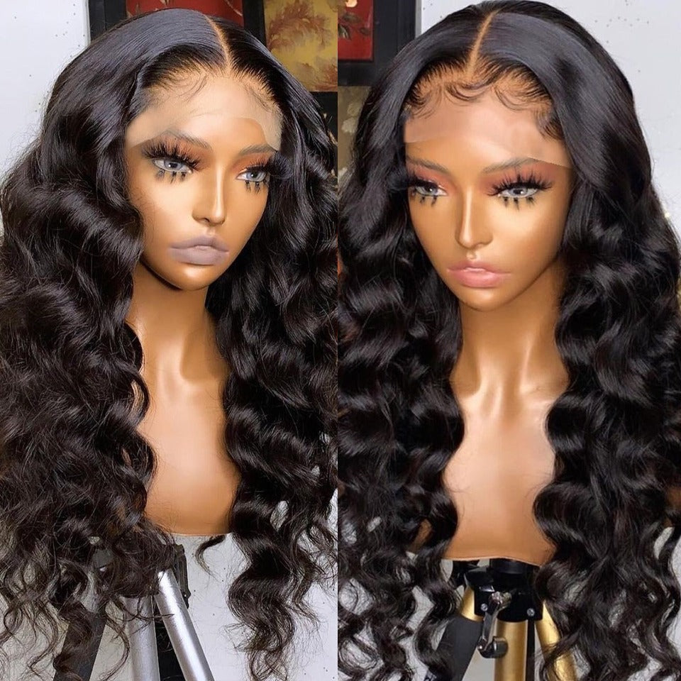 13x4 HD Transparent Lace Frontal Loose Body Wave Human Hair Wigs 180% Cerise Alfie
