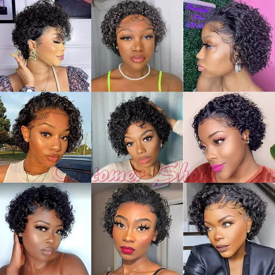 Brazilian Pixie Cut Curly Wigs
