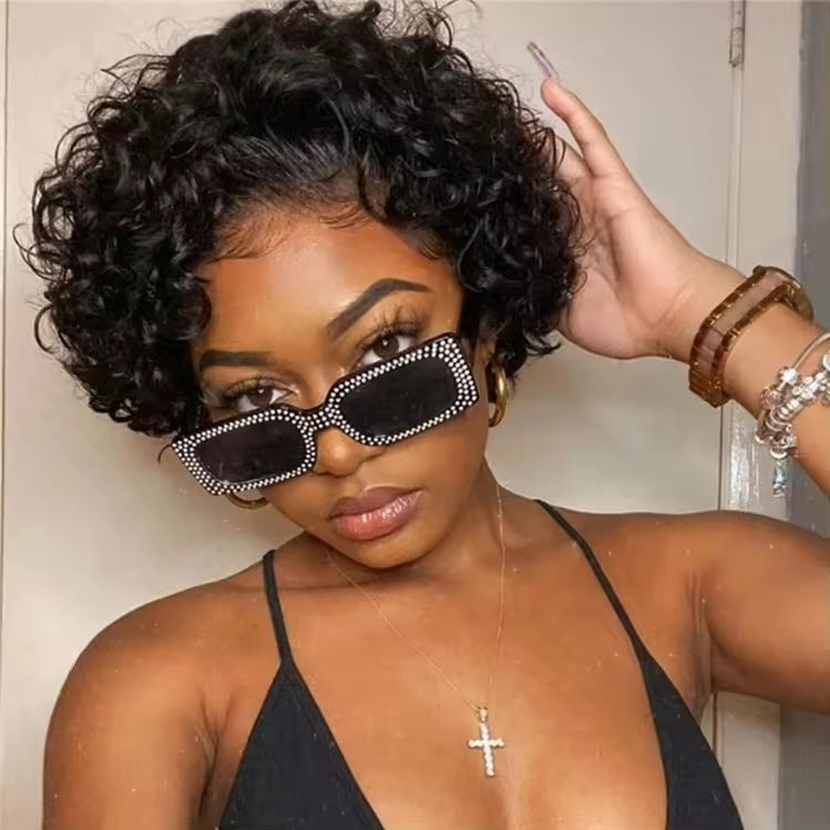 Brazilian Pixie Cut Curly Wigs