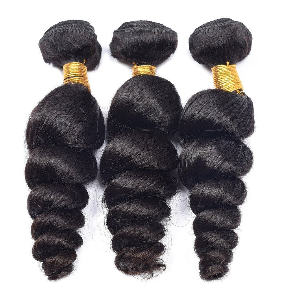 BeuMAX 10A Grade 3/4 Loose Wave Bundles Peruvian Human Hair Extensions Cerise Alfie