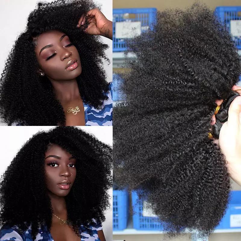 BeuMAX 10A Grade 3/4 Bundles Afro Kinky Curly Brazilian Human Hair Cerise Alfie
