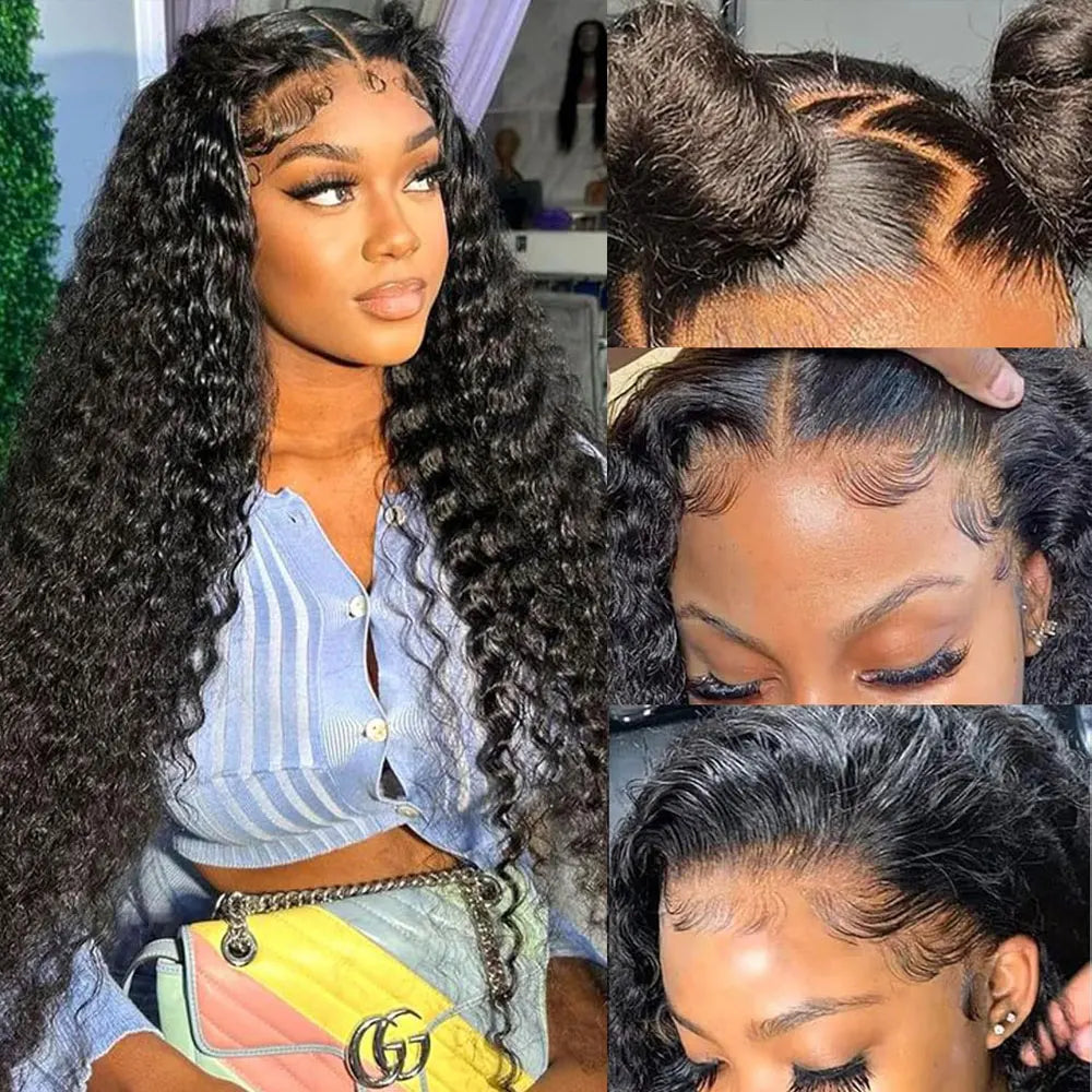40 Inch Voluminous Deep Wave Human Hair Wig 250 High Density 13x4 13x6 Mauve Tuna