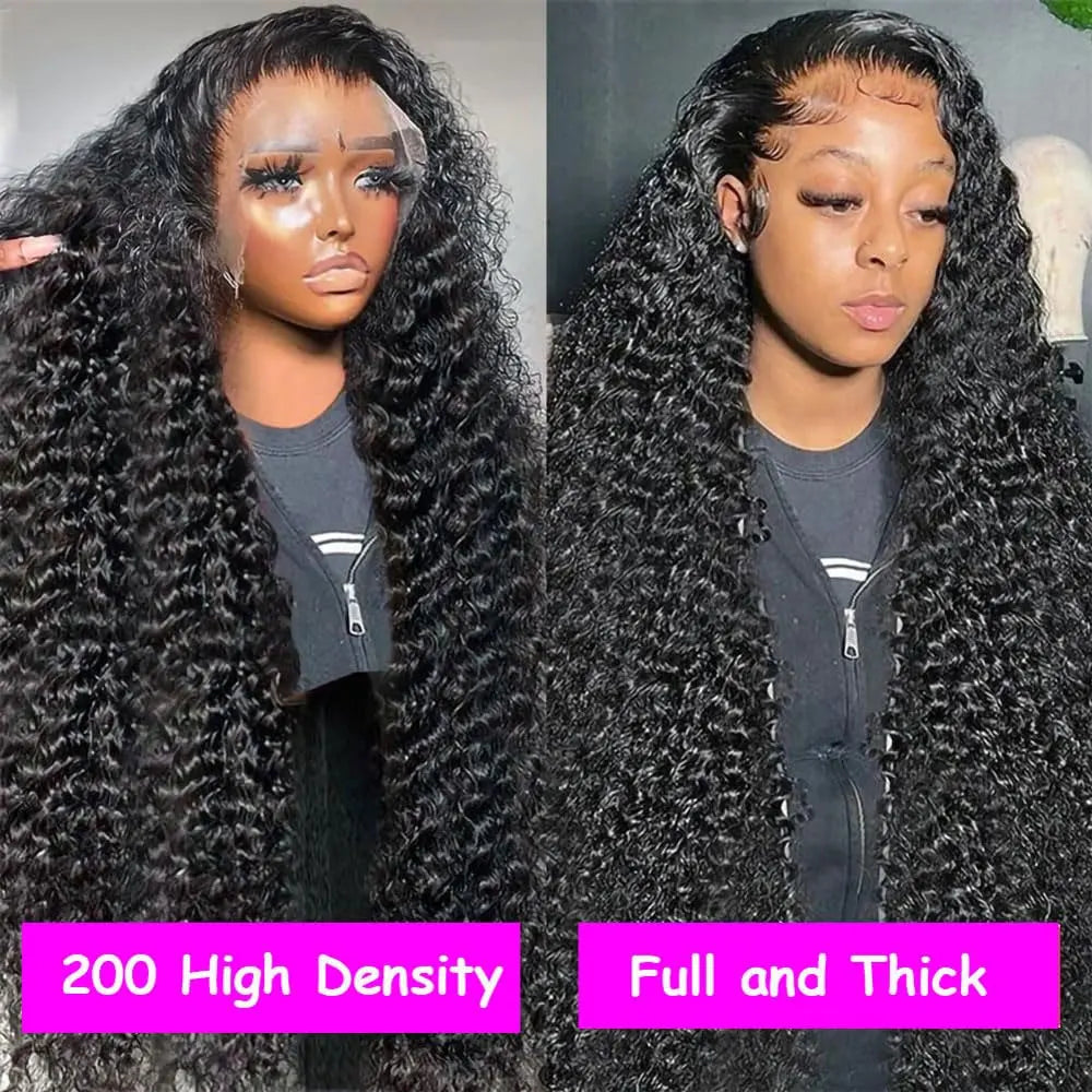 40 Inch Voluminous Deep Wave Human Hair Wig 250 High Density 13x4 13x6 Mauve Tuna