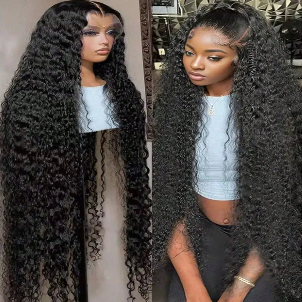 40 Inch Voluminous Deep Wave Human Hair Wig 250 High Density 13x4 13x6 Mauve Tuna