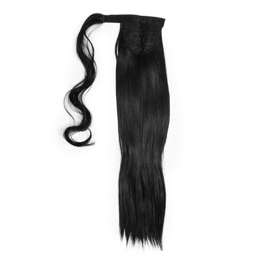 Silky Straight Ponytail Wrap Hair Extension Gray Strawberry