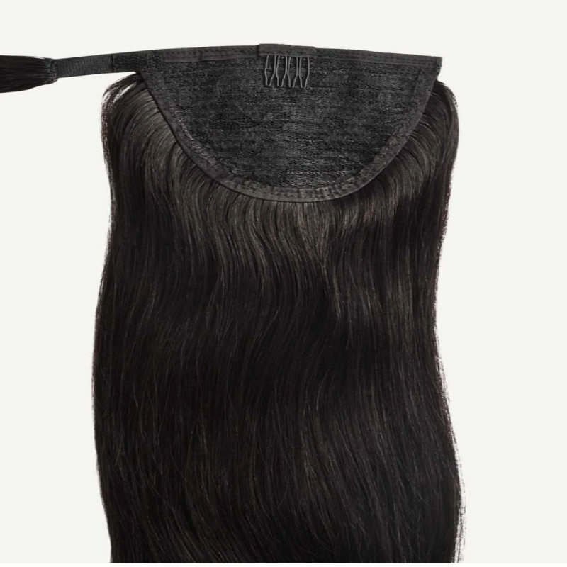 Silky Straight Ponytail Wrap Hair Extension Gray Strawberry