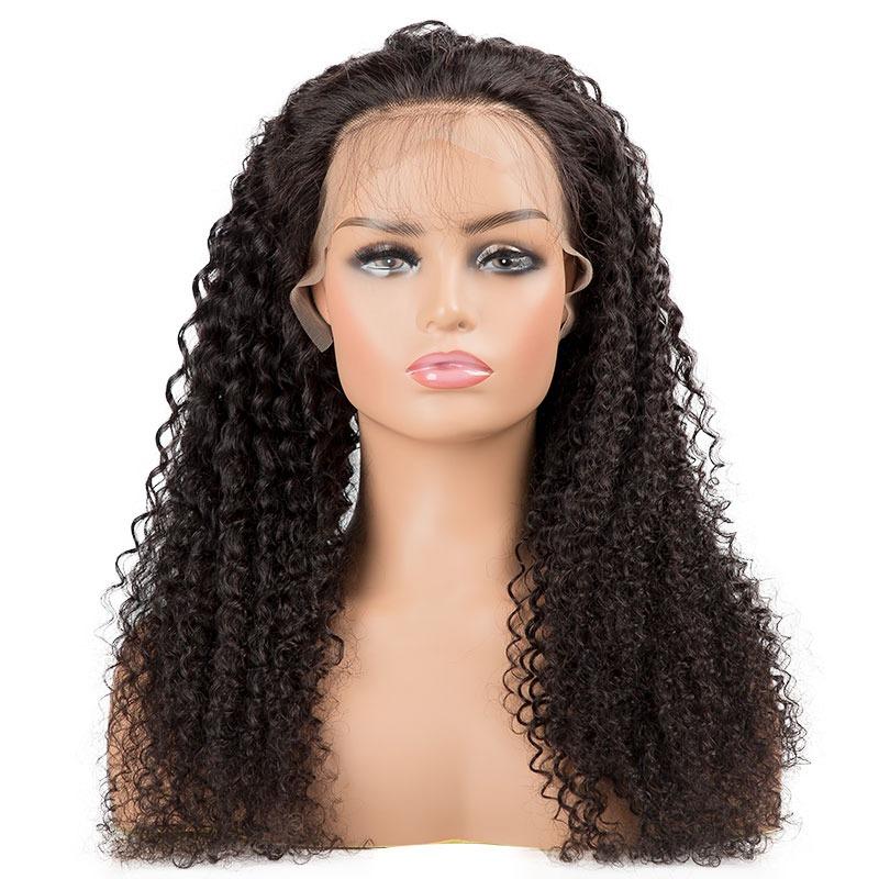 13x4 HD Transparent Lace Frontal Kinky Curly Human Hair Wigs 200% Dens Cerise Alfie