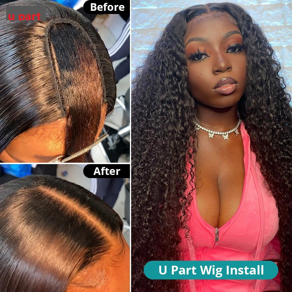 U Part Wig Jerry Curl Human Hair Wigs For Black Women Brazilian Remy H Cerise Alfie