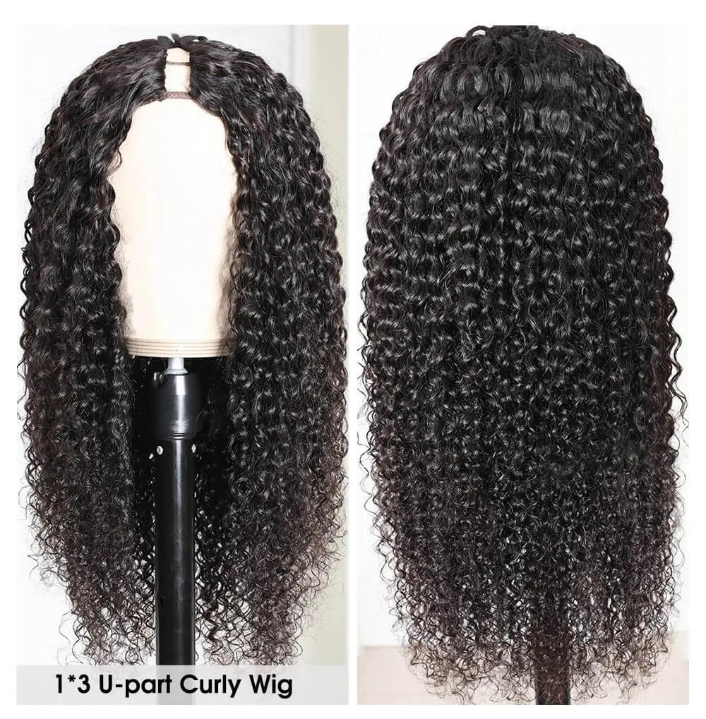 U Part Wig Jerry Curl Human Hair Wigs For Black Women Brazilian Remy H Cerise Alfie