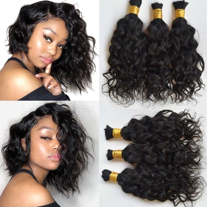 Water Wave Human Hair i Tip Microlinks Bulk Braiding Human Hair Bundle Cerise Alfie