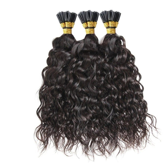 Water Wave Human Hair i Tip Microlinks Bulk Braiding Human Hair Bundle Cerise Alfie