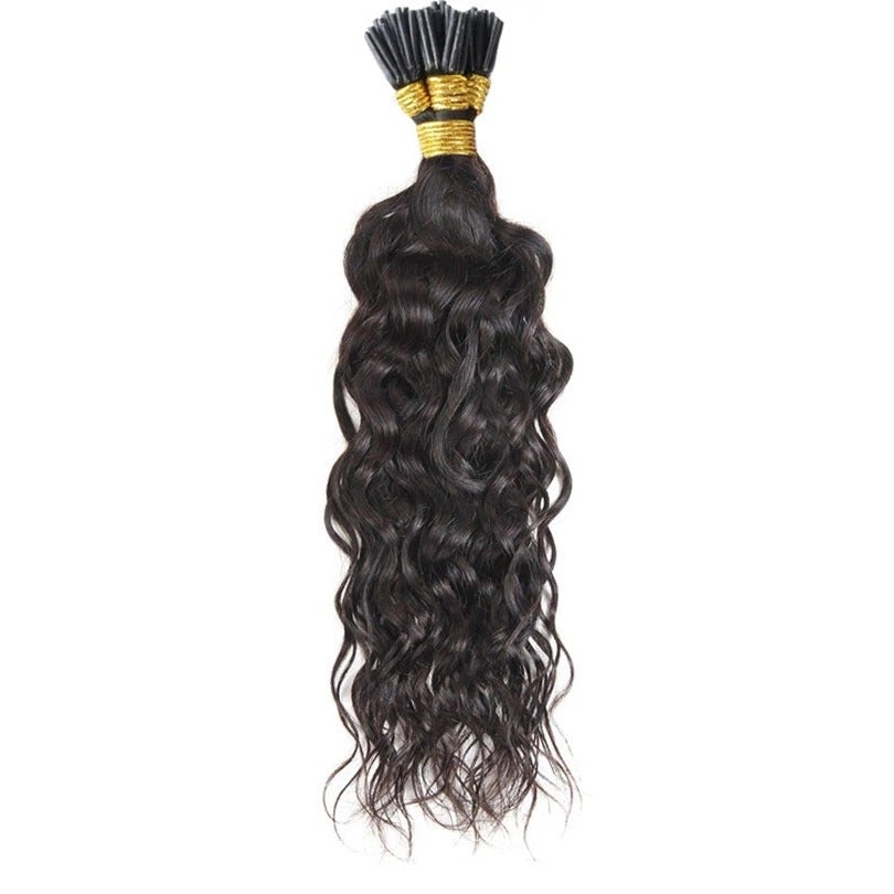Water Wave Human Hair i Tip Microlinks Bulk Braiding Human Hair Bundle Cerise Alfie