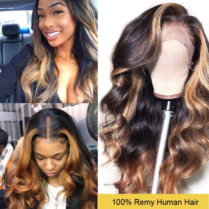 Ombre Blonde 13x4 Lace Front Human Hair Wigs 130% 150% Density Lace Blue Charlie