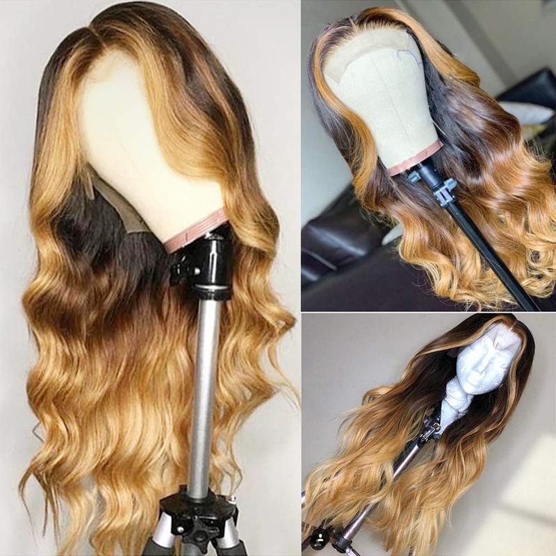 Ombre Blonde 13x4 Lace Front Human Hair Wigs 130% 150% Density Lace Blue Charlie