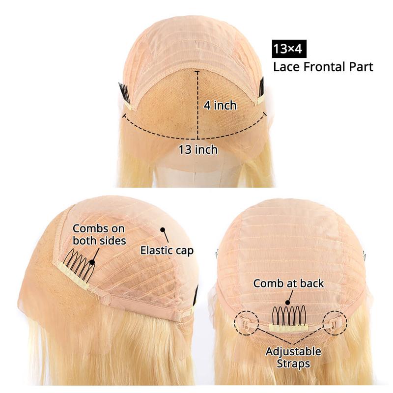 613 Blonde Short Bob Wigs Lace Front Human Hair Wigs Soft Pre Plucked Blue Charlie