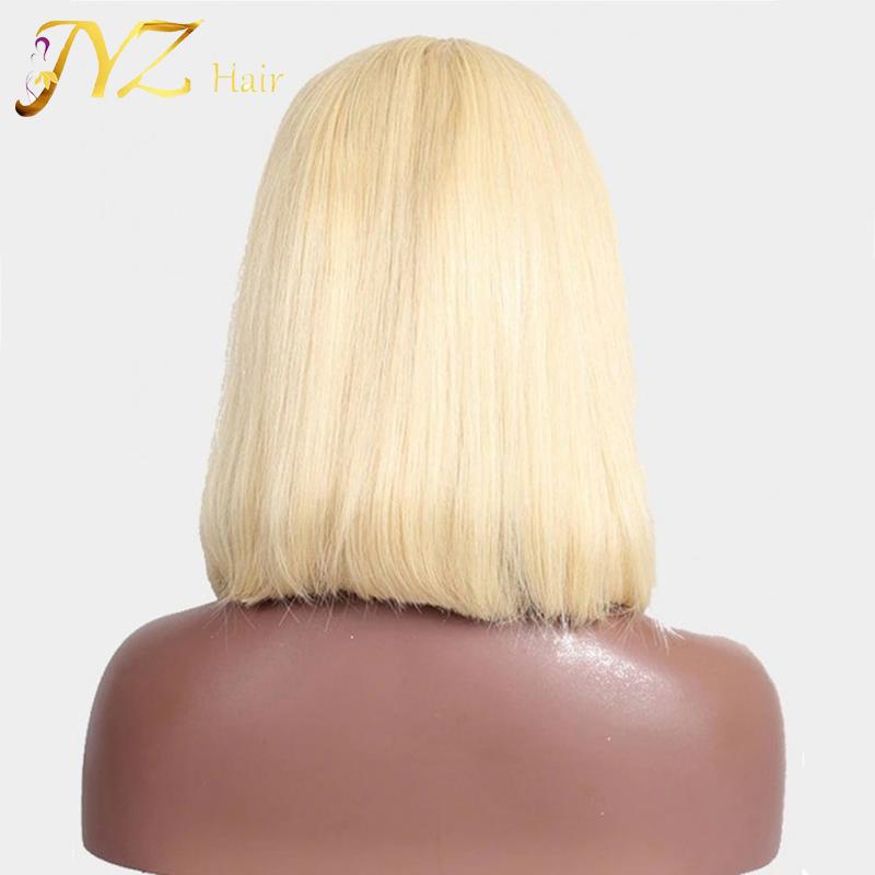 613 Blonde Short Bob Wigs Lace Front Human Hair Wigs Soft Pre Plucked Blue Charlie